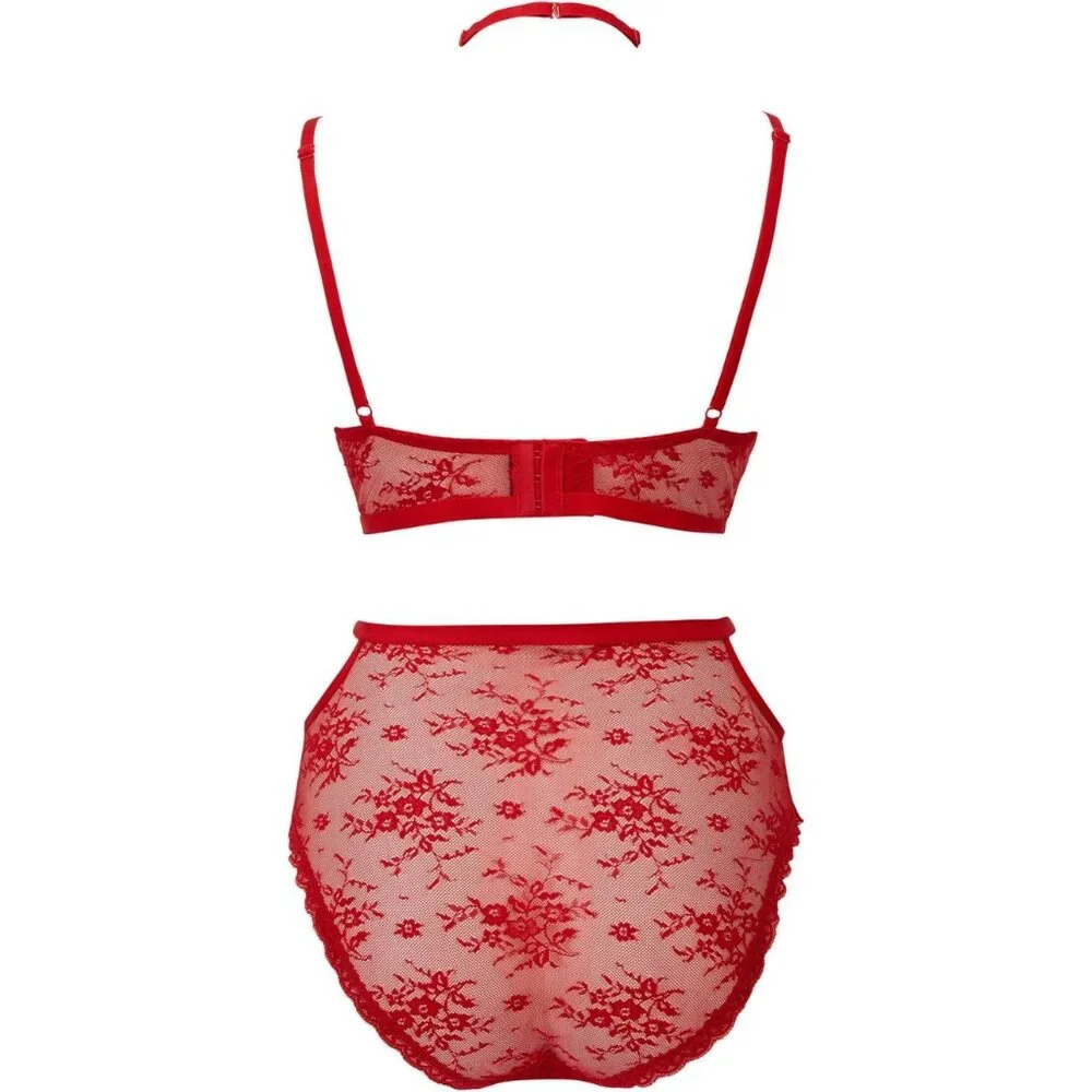 Killstar ✦ Sheer Evil Bra & Panty Set ✦ Scarlet Lace Choker Strap Gothic NWT - Picture 5 of 8